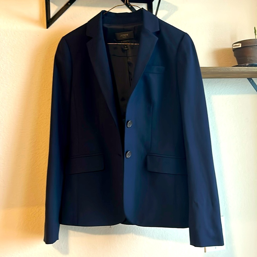 J. Crew 1035 Bi-Stretch Navy Blazer, Size 0